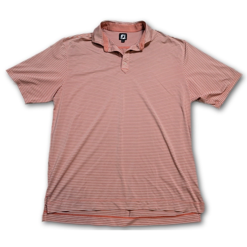 Footjoy Mens Polo ProDry Coral XL The Signature Golf Jersey Striped Regular